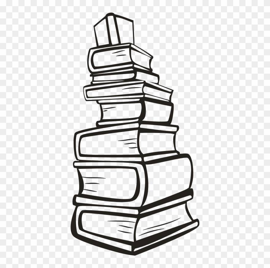 Medium Image - Out Line Of Books Clipart
