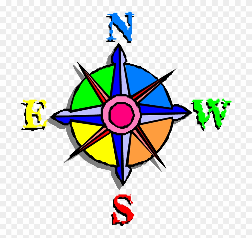 Which Way Do I Go - Colorful Compass Rose Clipart