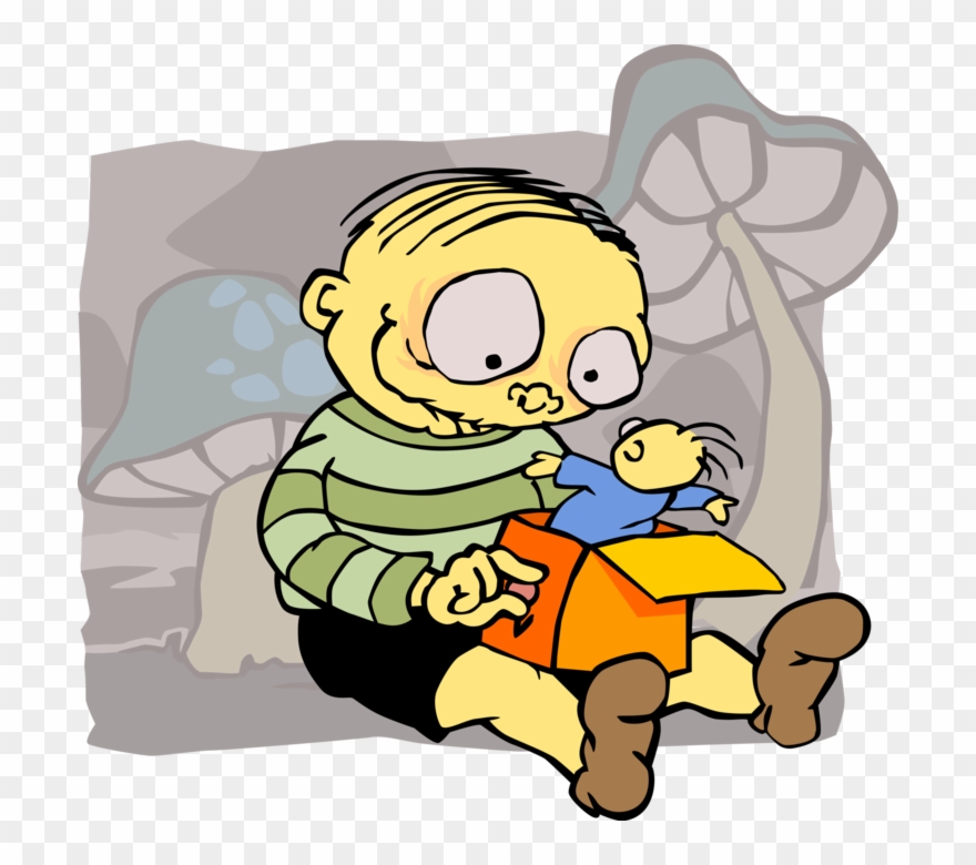 Vector Illustration Of Jack In The Box Children's Toy - Cartoon Clipart