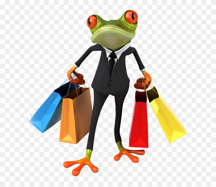 Business Frog With Shopping Bags - Frog With Shopping Bags Clipart