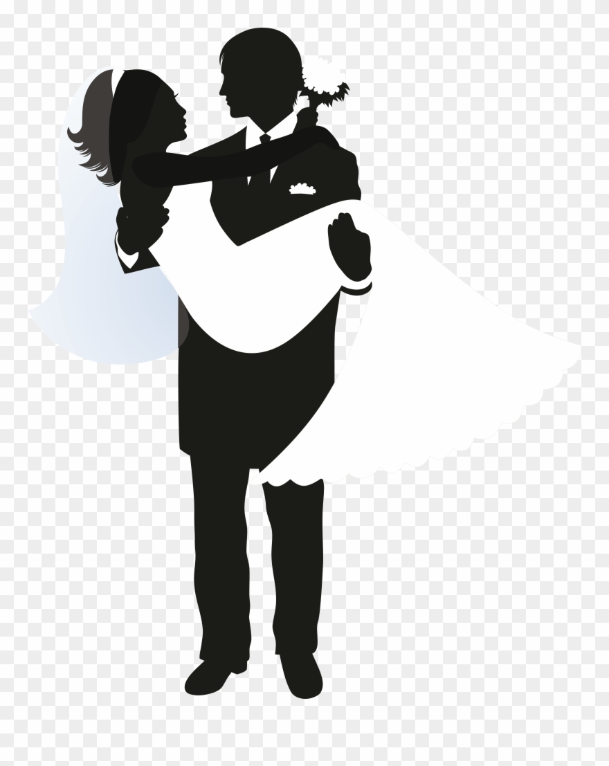Wedding Invitation Silhouette Bridegroom - Bride And Groom Silhouette Clip - Png Download