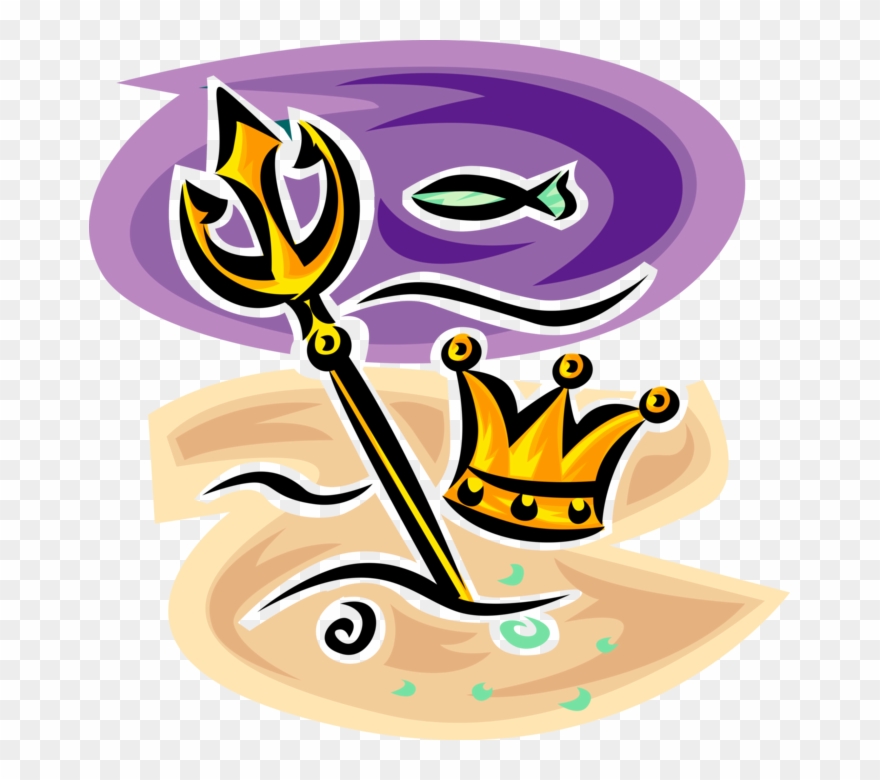 Vector Illustration Of Trident Of Poseidon Three-pronged - Poseidon Trident And Crown Clipart