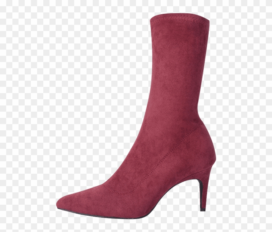 Mid Heel Pointed Toe Mid Calf Boots Wine Red 37 Jf7487 - Knee-high Boot Clipart