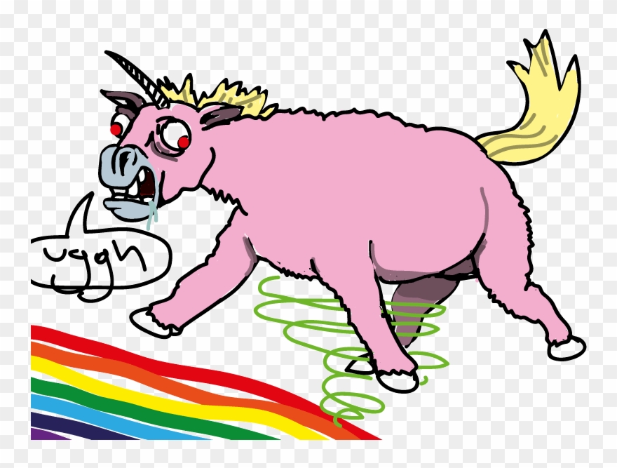 Pink Fluffy Unicorns Dancing On Rainbows By Adeviantman - Derpy Pink Fluffy Unicorn Clipart
