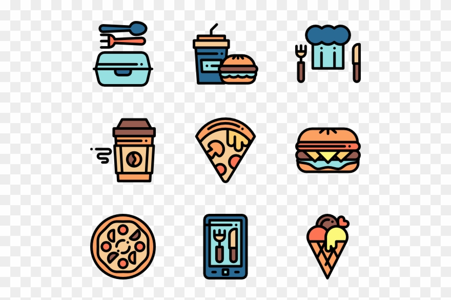 Take Away - Icon Line Art Food Delivery Clipart