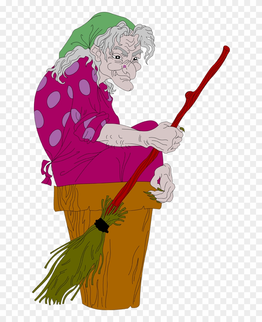 Баба-яга - Ugly Witch On Broom Clipart