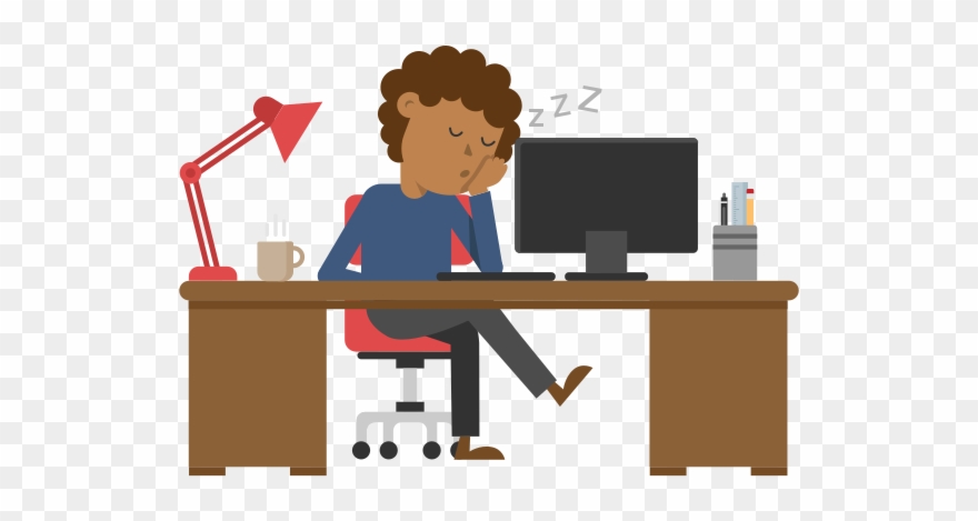 Black Man Sleeping At His Desk Cartoon Vector - Animated Sleeping At Desk Clipart