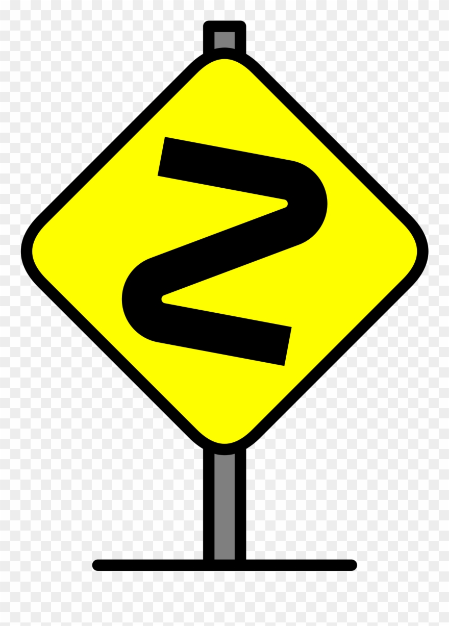 Open - Dangerous Bend Sign Clipart