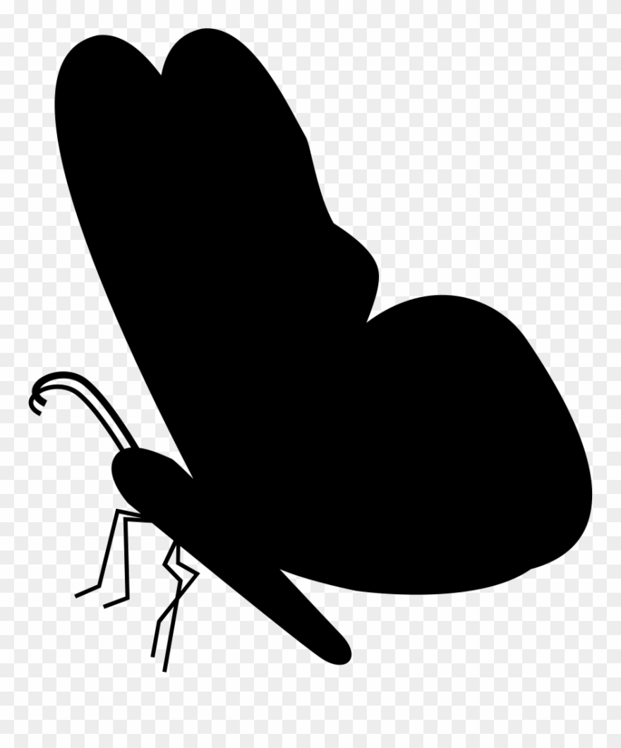 Black Butterfly Shape From Side View Comments - Butterfly Png Black And White Clipart
