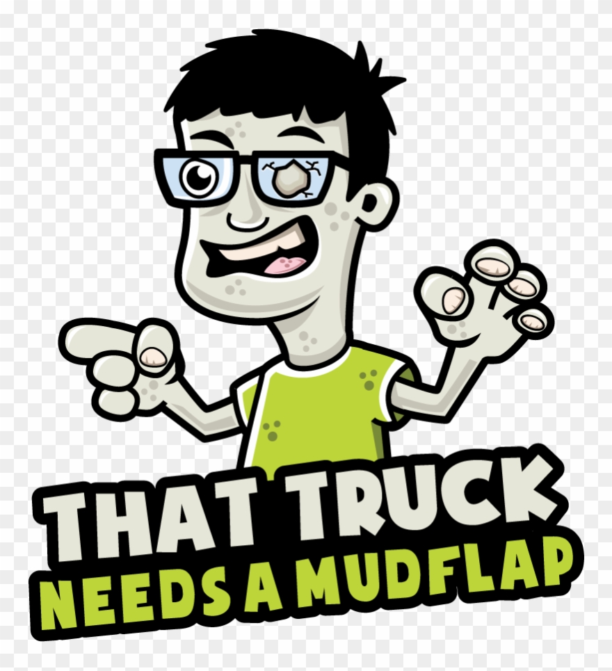Zombie Pointing At A Dump Truck With A Rock In His - That Truck Needs A Mudflap Clipart