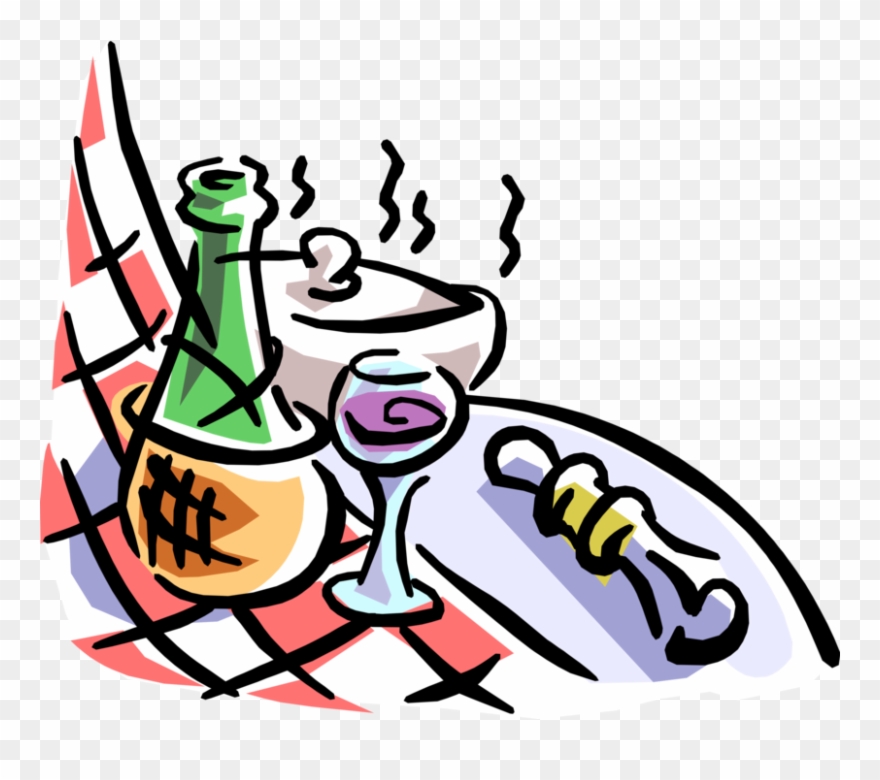 Vector Illustration Of Italian Restaurant Wine Bottle - Furniture Clipart