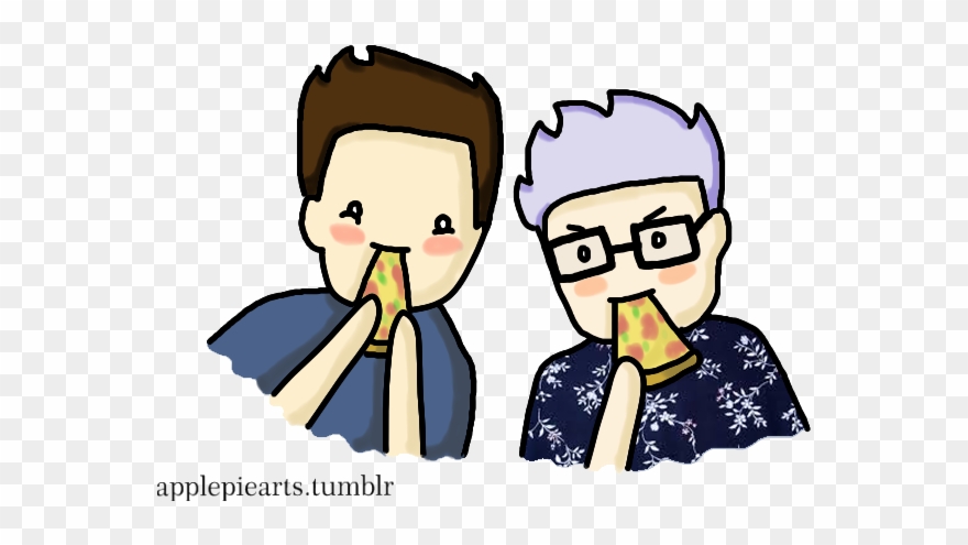 “ Troyler Eating Pizza - Cartoon Clipart
