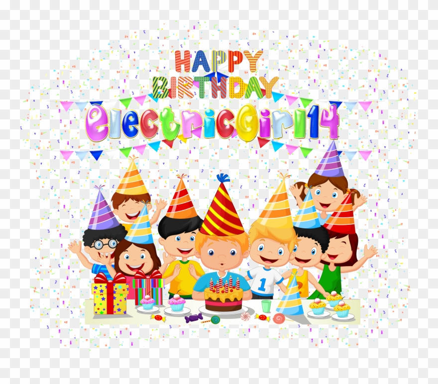 Happy Birthday Electricgirl14 By Creaciones Jean - Birthday Party Cartoon Png Clipart
