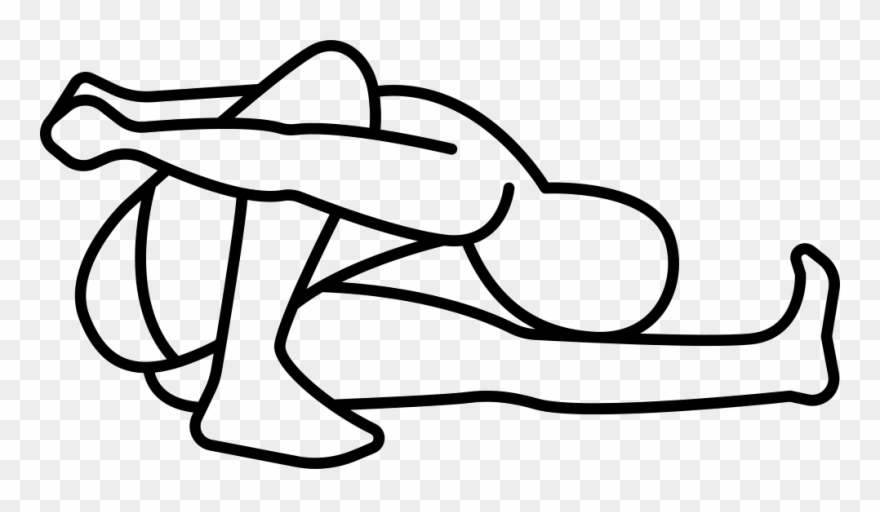 Man Sitting On The Floor Stretching Leg And Waist Comments - Line Art Clipart
