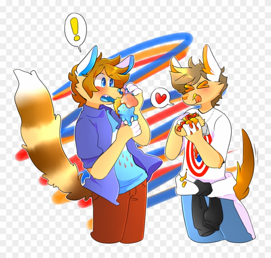 Ice Cream And Hot Dog - Cartoon Clipart
