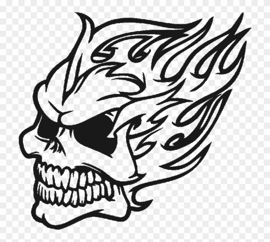 Tribal Dragon Drawing - Skull Clipart