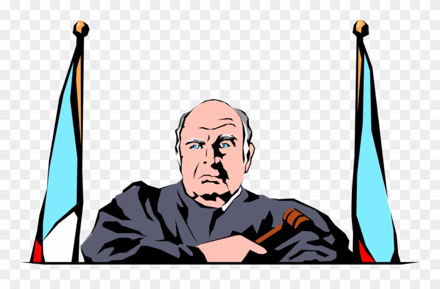 Vector Illustration Of Judicial Judge Presiding In - Illustration Clipart
