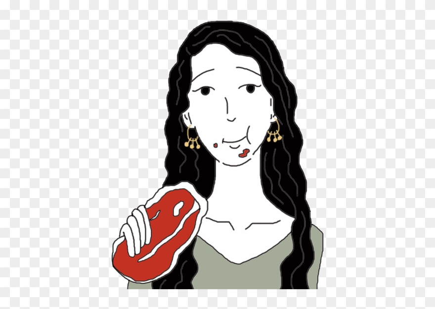 Cartoon Girl Eating Ribs Clipart