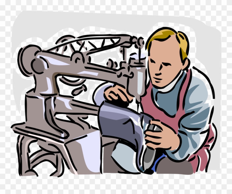Vector Illustration Of Shoe Repair Cobbler Shoemaker - Industrial Sewing Machine Clipart - Png Download