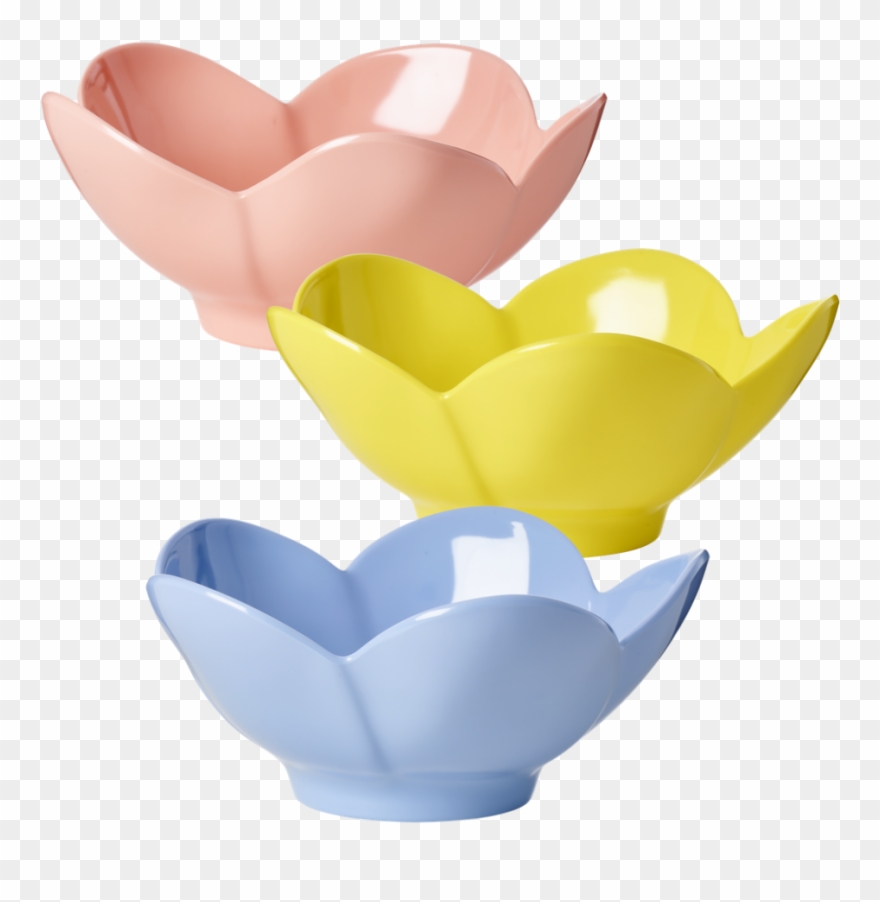 Flower Shaped Melamine Bowls In 3 Assorted Colours - Flower Shaped Bowl Clipart