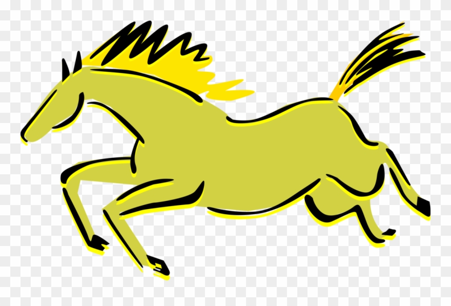 Vector Illustration Of Quadruped Equine Horse Cave - Drawing Clipart