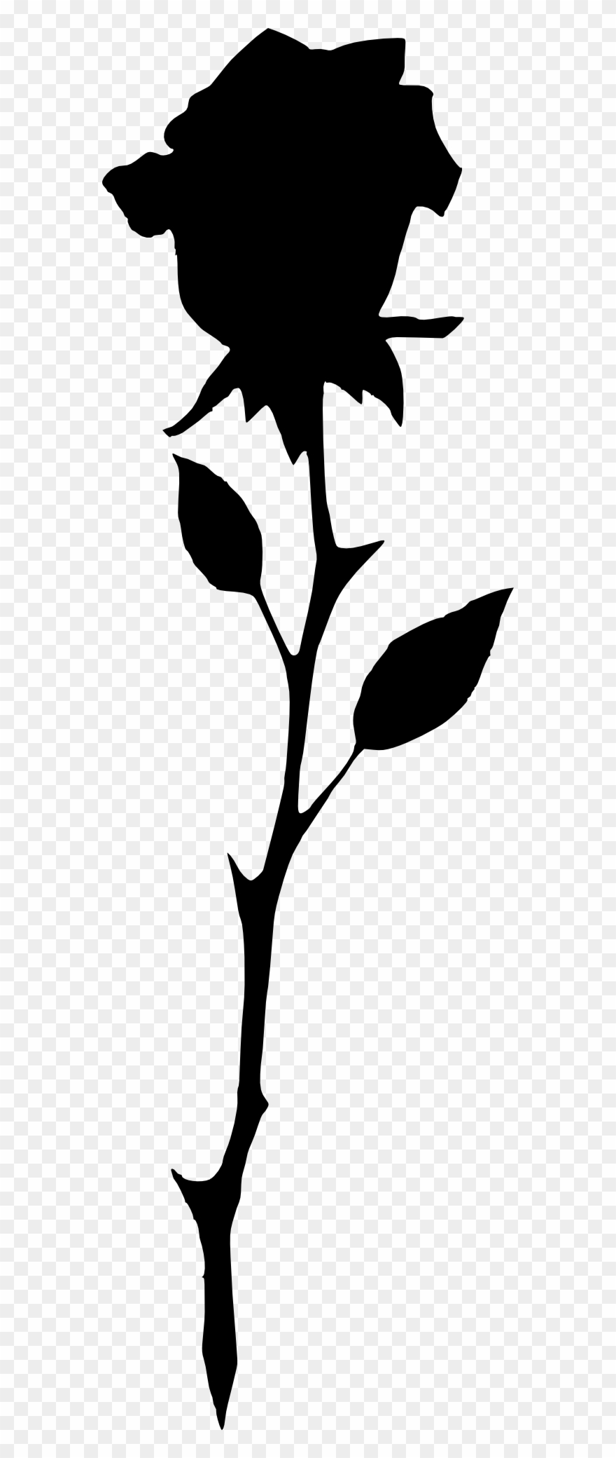 Long Stem Rose Silhouette - Long Rose Silhouette Clipart