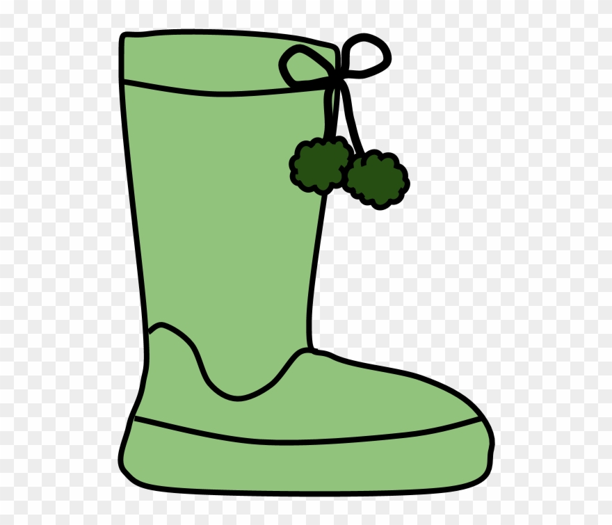 Boots, Pom-poms, Snow, Rain, Green, - Rain Boot Clipart