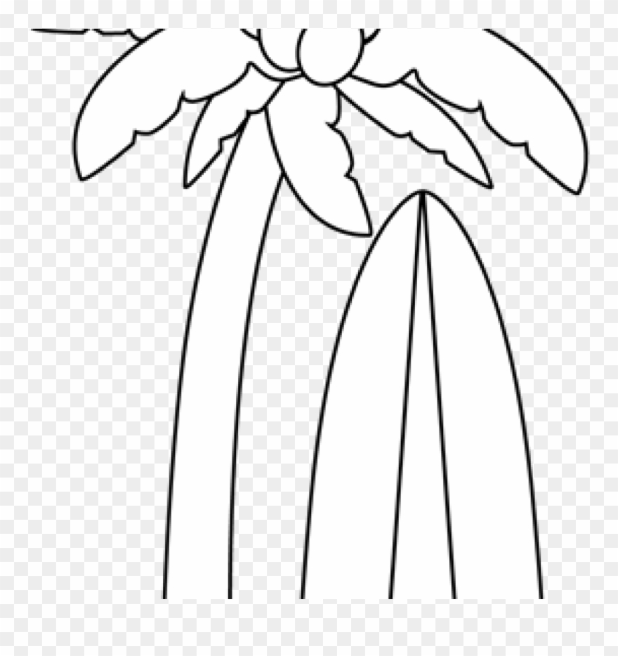 Palm Tree Clipart Black And White Black And White Surfboard - Clip Art - Png Download