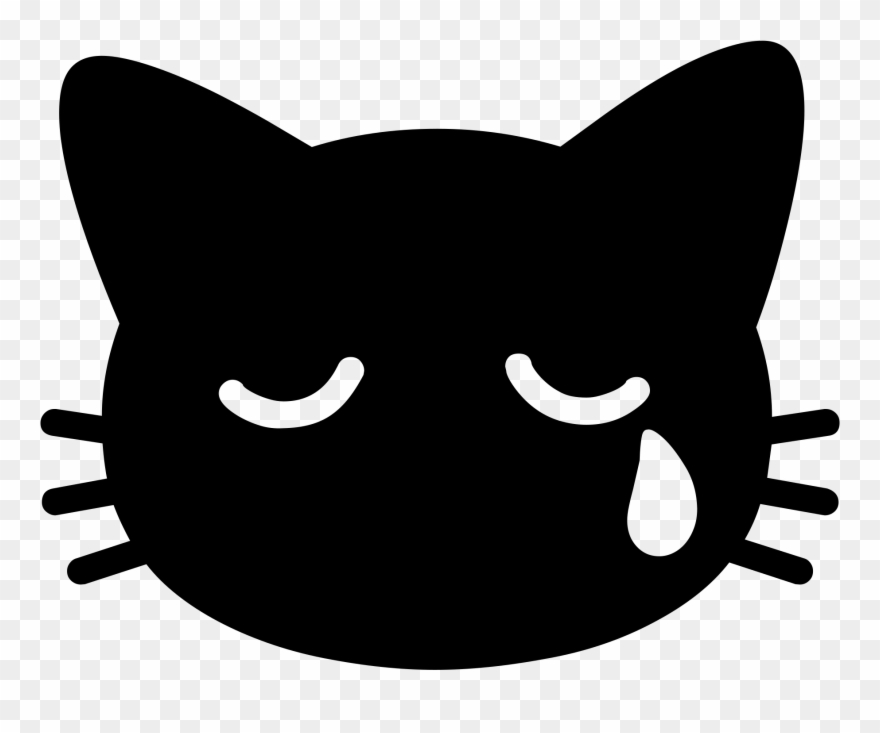 Android Emoji 1f63f - Cat Emoji Black And White Clipart