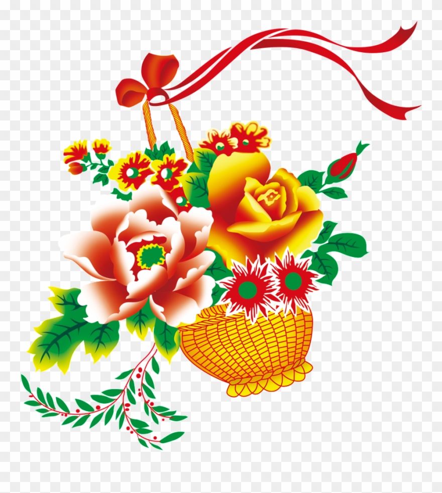 Hand Painted Flower Baskets - Flowers Psd Clipart
