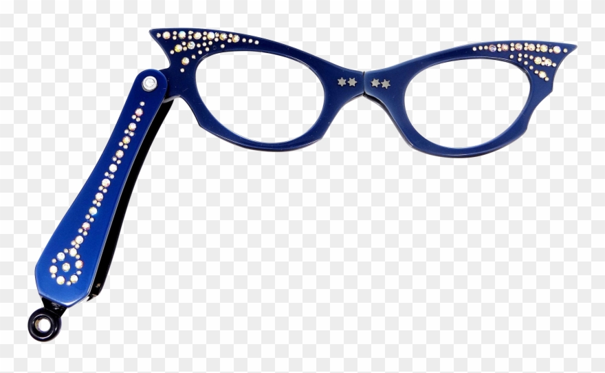 Vintage Blue Rhinestone Cat Clipart