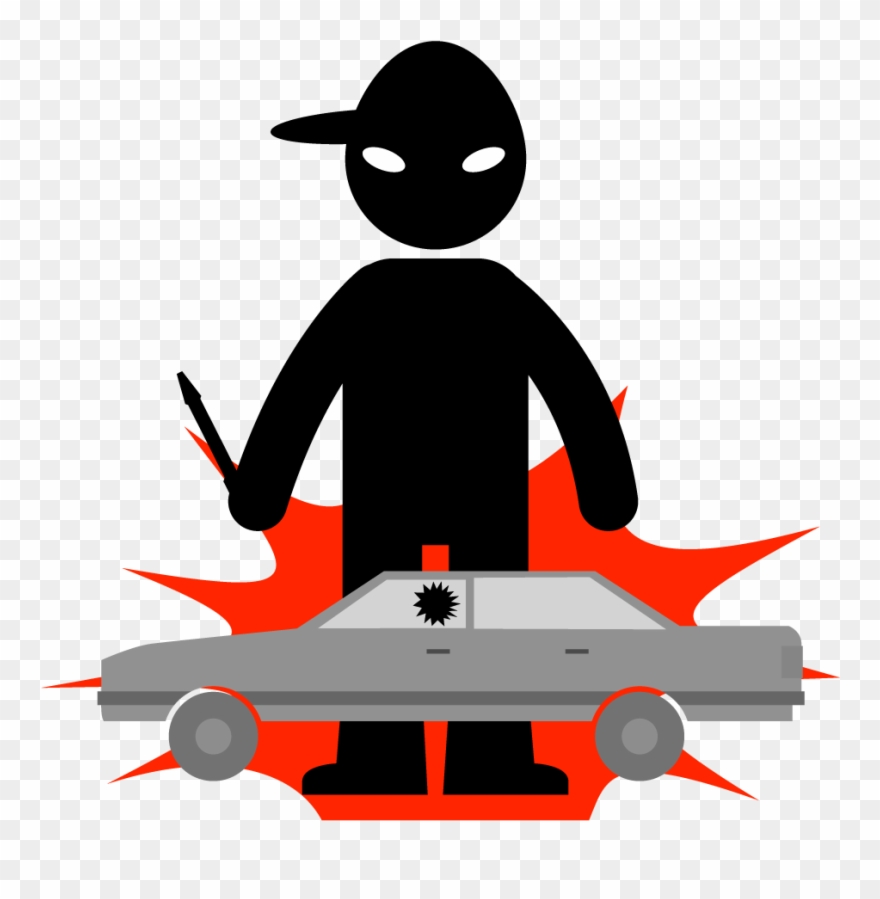 Please Note The Vandalism On The Car - Illustration Clipart