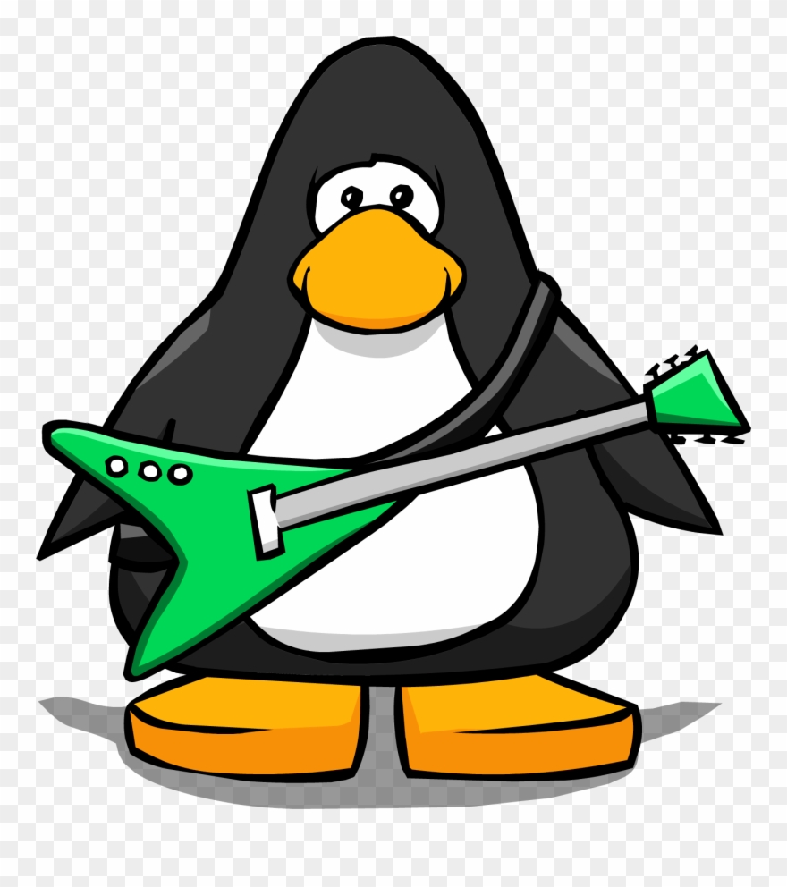 Electric Green Guitar On A Player Card - Club Penguin Water Wings Clipart