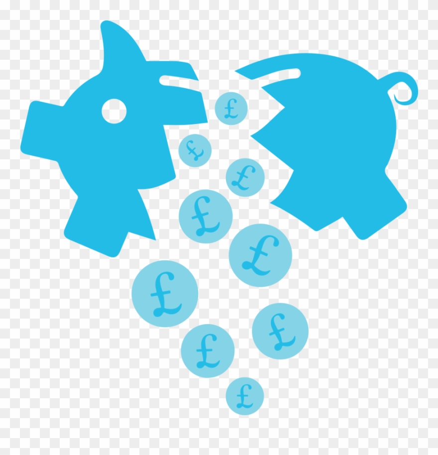 Broken Piggybank Blue - Broken Piggy Bank Blue Clipart