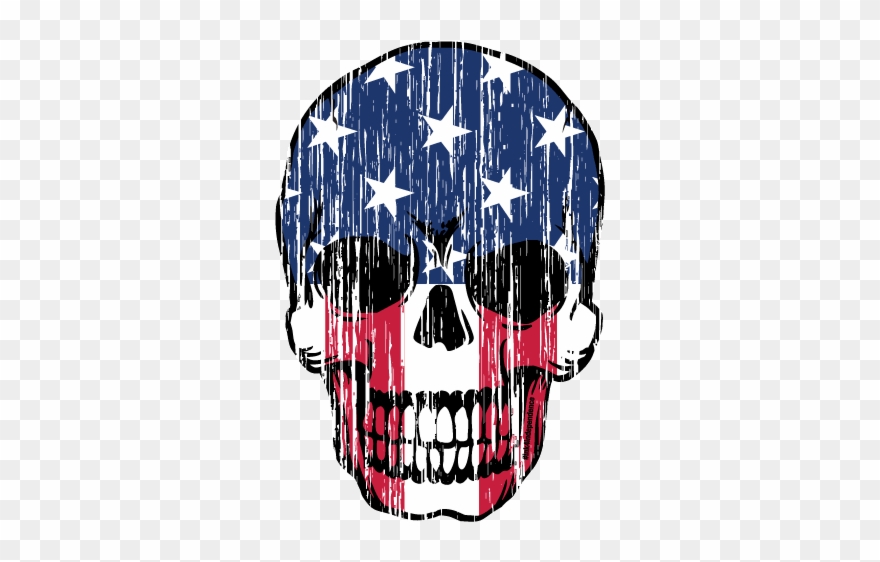 Grunge Patriotic Skull Decal - Patriotic Skull Clipart