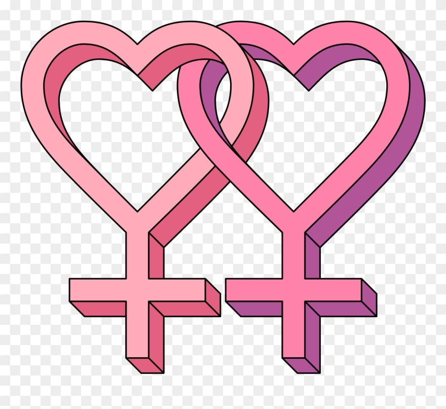 Clipart Cross Heart - Lesbian Heart Symbol - Png Download