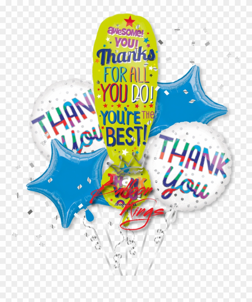 Thank You Bouquet - 34" Supershape Thanks Exclamation Balloon - Mylar Balloons Clipart