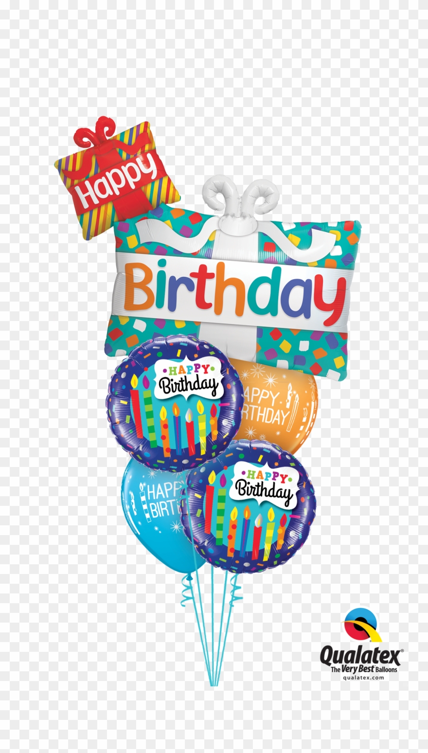 Classic Birthday Presents Balloon Bouquet - 39" Shape Happy Birthday Presents Foil Balloon - Mylar Clipart