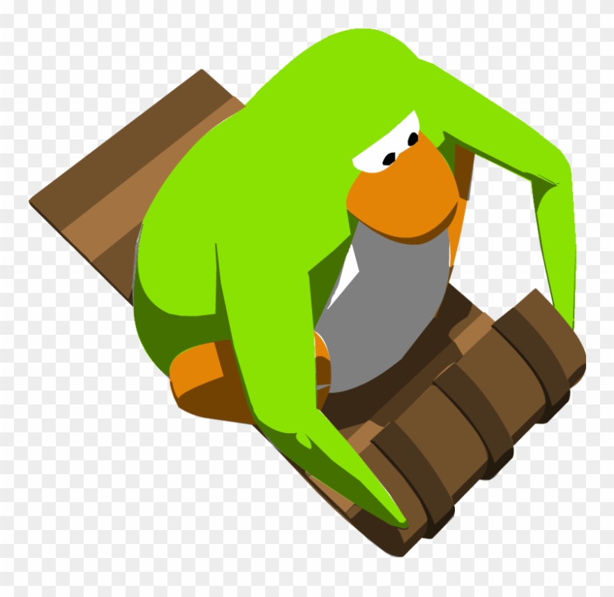 Lime Green Penguin Toboggan - Club Penguin Sled Racing Clipart