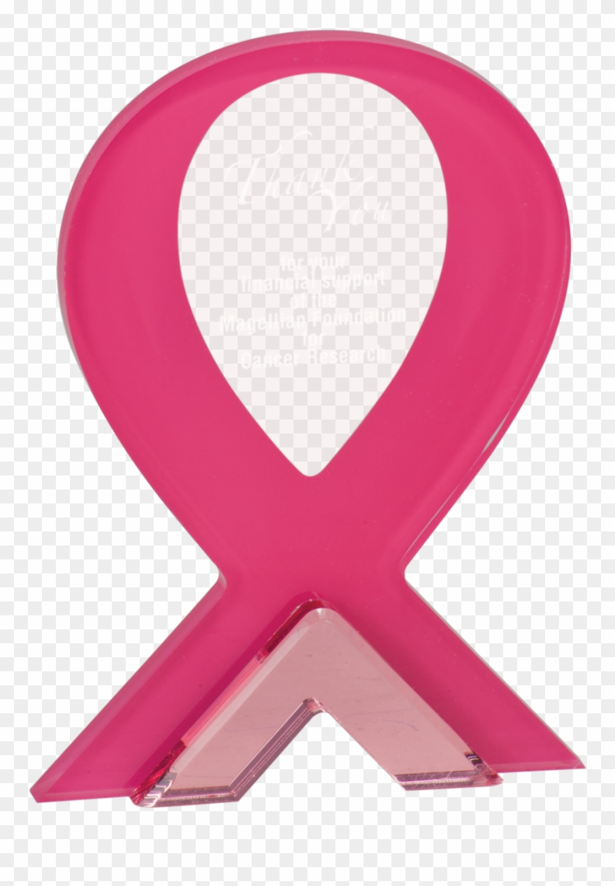 Pink Ribbon Stand-up Acrylic Award - Awareness Acrylic Award - Pink Quantity(1) Clipart