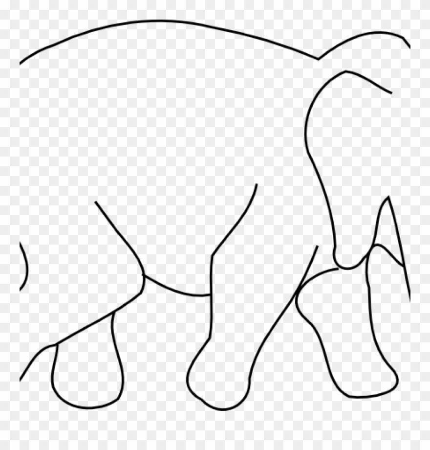 Elephant Outline Drawing Animal Drawings Clip Art Music - Black And White Elephant Clip Art - Png Download