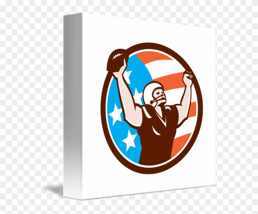 American Football Celebrating Touchdown Retro By Aloysius - American Football Clipart