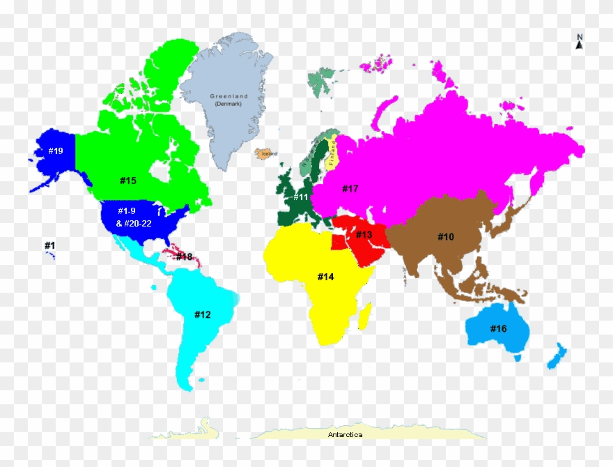 12 World Regions Map Clipart