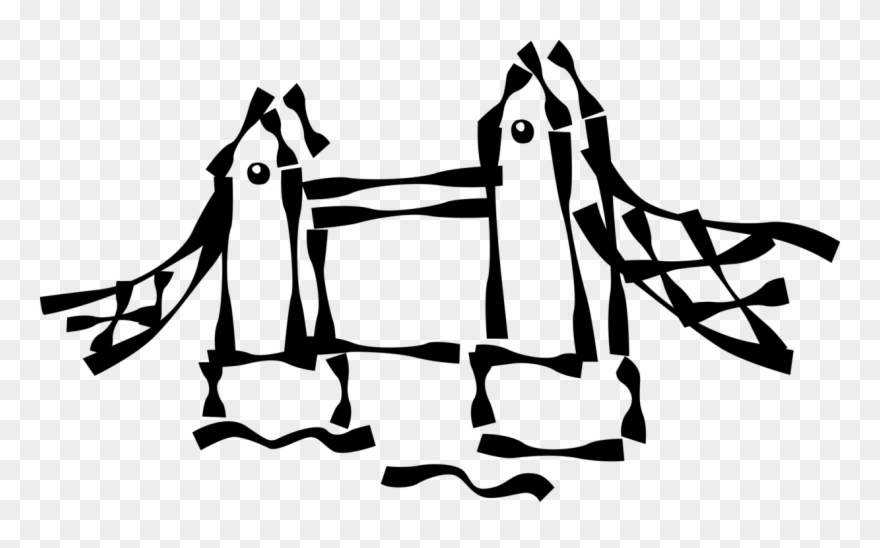 Vector Illustration Of Tower Bridge Bascule And Suspension - Bridge Clipart