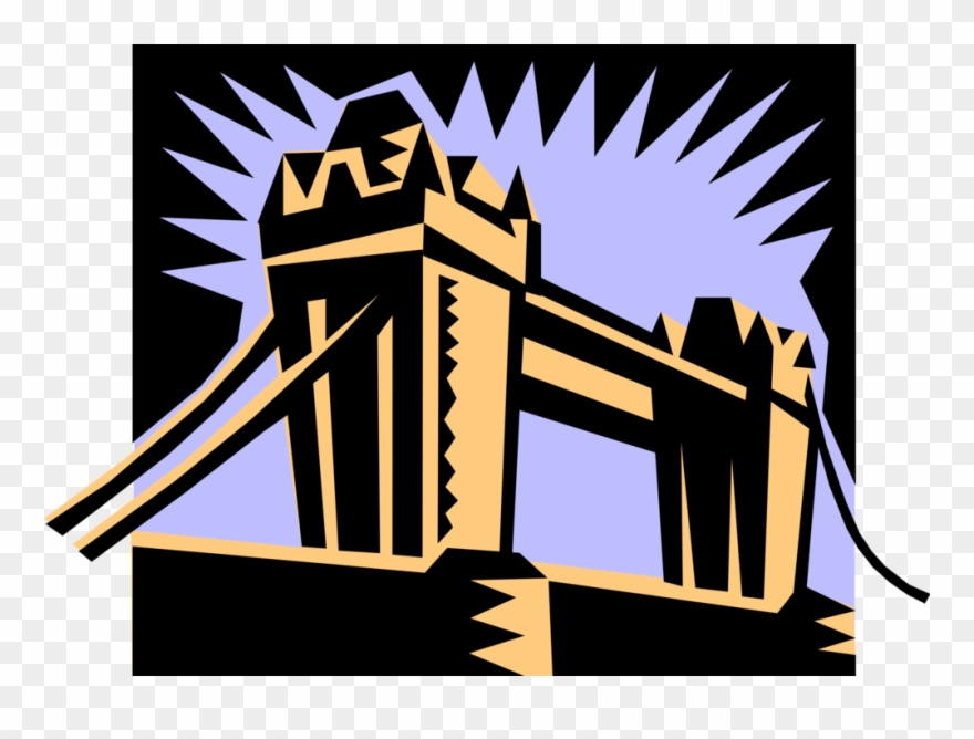 Vector Illustration Of Tower Bridge Bascule And Suspension - Tower Bridge Clipart - Png Download