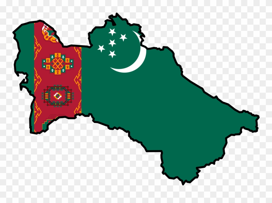 Turkmenistan Flag Map - Turkmenistan Map With Flag Clipart