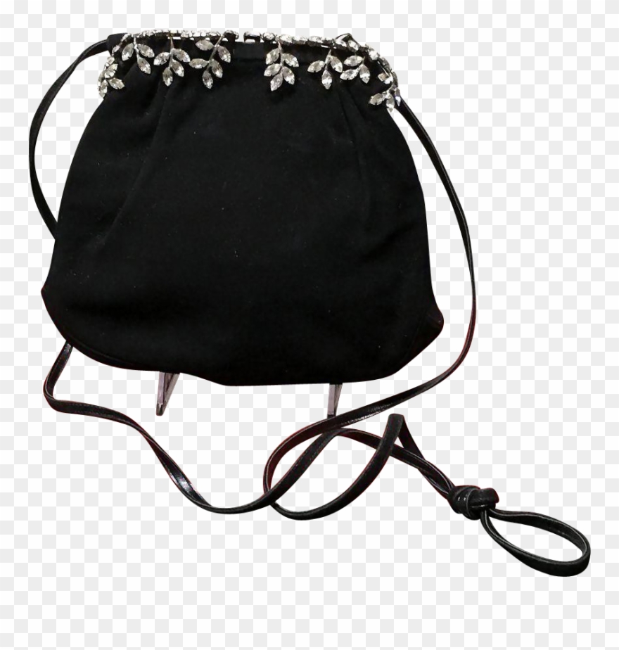 Vintage Koret Suede Evening Bag With Rhinestone Frame - Handbag Clipart