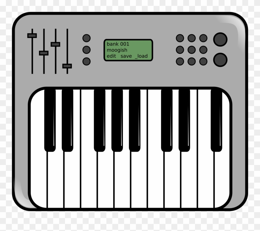 Big Image - Synthesizer Cartoon Black And White Clipart