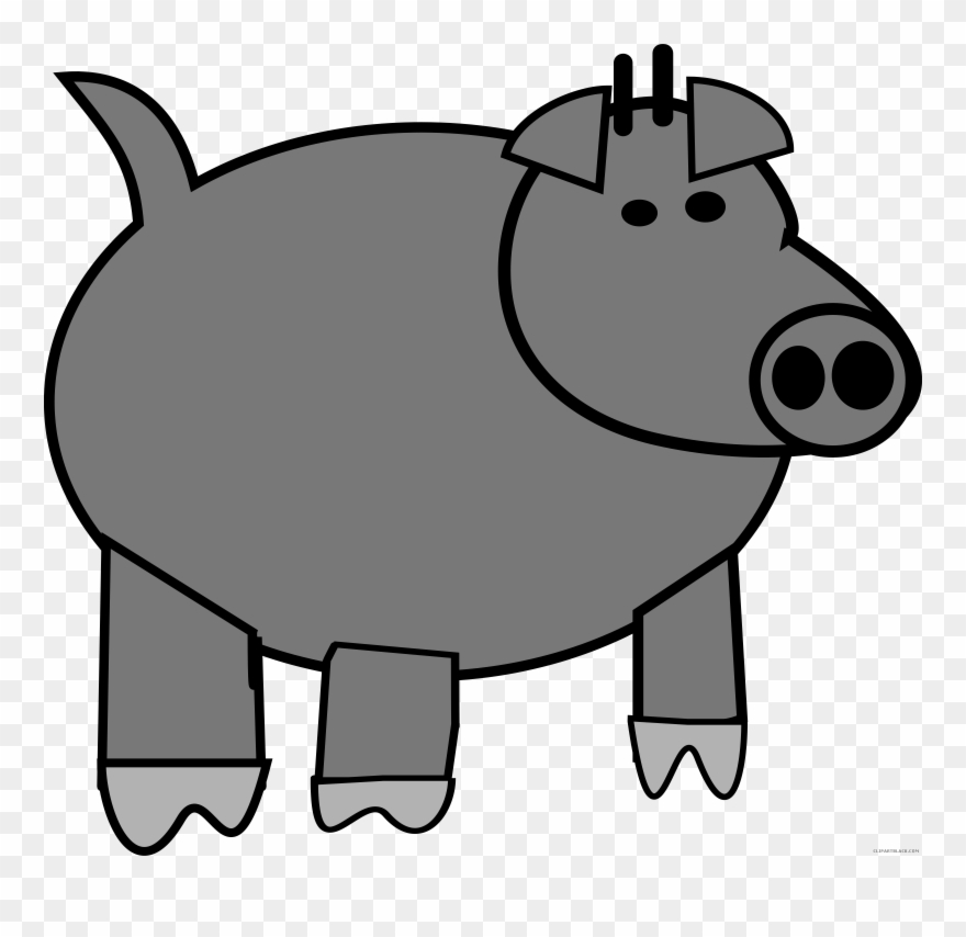 Cartoon Pig Animal Free Black White Clipart Images - Cartoon Pig - Png Download
