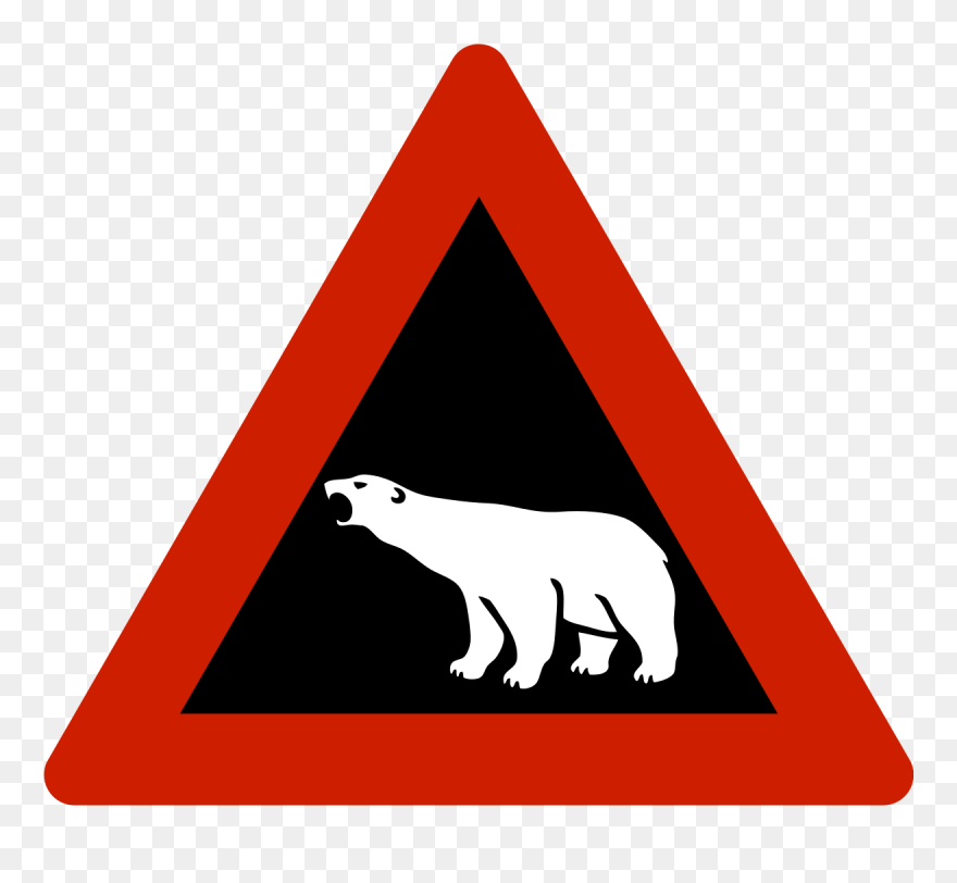 Norwegian Road Sign Polar Bear - Polar Bear Warning Sign Clipart